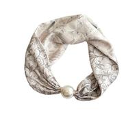 Generico Sciarpa di seta con chiusura magnetica e collana di perle da donna - Piccola sciarpa quadrata per la primavera e l'autunno(Color6)