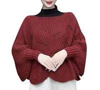 Generico Sciarpa Donna Invernale Lana,Maglieria Invernale Maglione Oversize Moda Donna Scava Fuori Linea Spessa Maglione Dolcevita Maglione Pullover Manica A Orlo Irregolare Solido Avvolge Lo Scialle