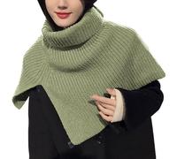 Generico Sciarpa In ta Sciarpa lavorata a maglia con scialle a collo con spacco tinta unita da donna. Sciarpa di lana pullover calda Sciarponi Donna Invernali Grandi Neri (AG, One Size)