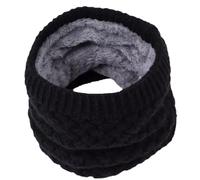 Generico Sciarpa invernale unisex lavorata a maglia spessa e soffice, calda e protettiva per la colonna cervicale, anello per villi all'aperto(Black)