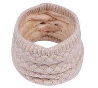 Generico Sciarpa invernale unisex lavorata a maglia spessa e soffice, calda e protettiva per la colonna cervicale, anello per villi all'aperto(Beige)