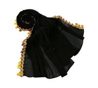 Generico Sciarpa lunga in chiffon per hijab musulmano, scialle leggero, trasparente e morbido con bordo dorato.
