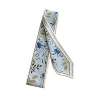 Generico Sciarpa per capelli in poliestere stampato a colori floreali, nastro lungo e sottile 100-135 cm per quattro stagioni(Floral hairband 14)