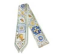 Generico Sciarpa per capelli in poliestere stampato a colori floreali, nastro lungo e sottile 100-135 cm per quattro stagioni(Floral hairband 03)