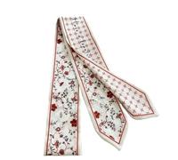 Generico Sciarpa per capelli in poliestere stampato a colori floreali, nastro lungo e sottile 100-135 cm per quattro stagioni(Floral hairband 04)