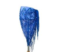 Generico Sciarpa per La Danza del Ventre Traspirante Cintura di Danza del Ventre con Nappe Colorate Paillettes Spettacolo Costumi Sciarpa for Le Donne Gonna da Ballo Catene in Vita(Blue)