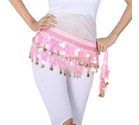 Generico Sciarpa per La Danza del Ventre Traspirante Gonna con Cintura for Accessori Sciarpa Danza del Ventre da Donna Moneta Color Oro Catena in Vita Monete di(Pink)