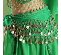 Generico Sciarpa per La Danza del Ventre Traspirante Gonna da Ballerina Donna Danza del Ventre Sciarpa Dell'anca Cintura Avvolgente Spettacolo Femminile Costumi Paillettes Nappe(Green)