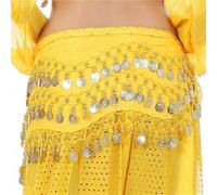 Generico Sciarpa per La Danza del Ventre Traspirante Gonna da Ballerina Donna Danza del Ventre Sciarpa Dell'anca Cintura Avvolgente Spettacolo Femminile Costumi Paillettes Nappe(Yellow)