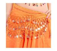 Generico Sciarpa per La Danza del Ventre Traspirante Gonna da Ballerina Donna Danza del Ventre Sciarpa Dell'anca Cintura Avvolgente Spettacolo Femminile Paillettes Nappe Costumi(Orange)