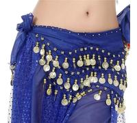 Generico Sciarpa per La Danza del Ventre Traspirante Gonna da Ballerina Donna Danza del Ventre Sciarpa Dell'anca Cintura Avvolgente Spettacolo Femminile Costumi Paillettes Nappe(Blue1)