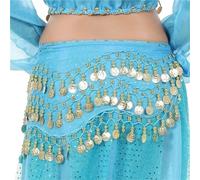 Generico Sciarpa per La Danza del Ventre Traspirante Gonna da Ballerina Donna Danza del Ventre Sciarpa Dell'anca Cintura Avvolgente Spettacolo Femminile Costumi Paillettes Nappe(Blue2)