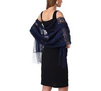 Generico Sciarpa/scialle in pizzo trasparente con motivo floreale, morbida e leggera, perfetta per la sposa e gli invitati al matrimonio.