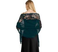 Generico Sciarpa/scialle in pizzo trasparente con motivo floreale, morbida e leggera, perfetta per la sposa e gli invitati al matrimonio.