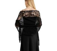 Generico Sciarpa/scialle in pizzo trasparente con motivo floreale, morbida e leggera, perfetta per la sposa e gli invitati al matrimonio.