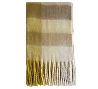 Generico Sciarpa scozzese da donna autunno e inverno, calda sciarpa scozzese a contrasto di colore, scialle sciarpa | Bianco/Giallo