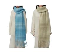Generico Sciarpa Spessa 2 Pezzi Autunno E Inverno Nove Fili Stagione Plaid Uomo E Donna Caldo Addensato Morbida Maglia Moda Sciarpa B