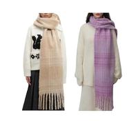 Generico Sciarpa Spessa 2 Pezzi Autunno E Inverno Nove Linea Stagione Plaid Uomo E Donna Caldo Addensato Morbido Lavorato A Maglia Moda Sciarpa D