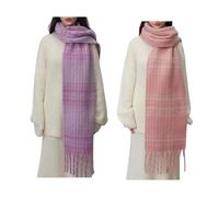 Generico Sciarpa Spessa 2 Pezzi Autunno E Inverno Nove Linea Stagione Plaid Uomo E Donna Caldo Addensato Morbido Lavorato A Maglia Moda Sciarpa A
