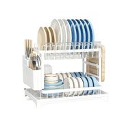 Generico Scolapiatti - 2 Livelli Con Portautensili | Scolapiatti Per Bancone Del Con Scolapiattis | Include Portaposate, Lavello, Dormitorio, Dispensa, Vassoio In Spugna,