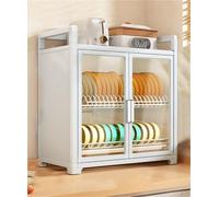 Generico Scolapiatti da Cucina Resistente con Coperchio e sportelli Trasparenti, Organizer per scolapiatti di Grande capacità per Piano di Lavoro, Elegante Contenitore per dispensa - Nero (47 cm)