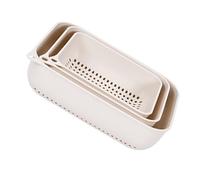 Generico Scolapiatti Rapido in Plastica Scolapasta Rettangolari Bianco Set 3 Pezzi Manico Design per Frutta e Verdura per Cucina e Pulizia
