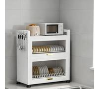 Generico Scolapiatti sopra Il lavello a 3 Ripiani e Organizer da Cucina a 2 Ripiani - Telaio Bianco Grezzo salvaspazio per un'asciugatura e Una conservazione efficienti dei Piatti, Ideale per Piccole