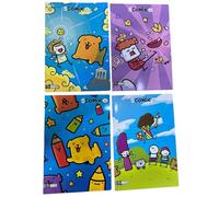 Generico Scomix Quaderni Illustrati, Set di 4 Quaderni con Design Kawaii, Maxi Plus 30%, Copertina Colorata 5MM quadretti senza margine