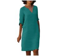 Generico Sconti 90 per Cento Scollo A V Abito Lungo Estivo Donna Cotone Estate Western Sportivi Prendisole Estivo Vestiti Donna Mare Elegante Summer Curvy Vestito A Pois Verde 3XL