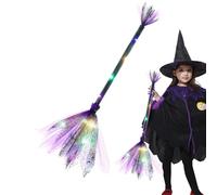 Generico Scopa Delle Streghe - Decorativa Con Luci LED | Accessorio Costume 65 Cm | Oggetto E Addobbo Per Feste Halloween | Gadget Halloweens Luminoso Party Tema Horror Magia Costumes
