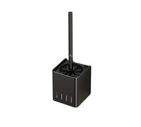 Generico Scopino e Porta scopino WC compatti, Manico in Alluminio, salvaspazio, for Una Pulizia Profonda, antigoccia, Facile da Montare, Senza Fori(Black-A)