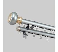 Generico Scorritenda in Alluminio Diametro 28.0mm Binario Doppio per Tende con Staffe E Testa Decorativa Bastone per Tende da Porta per Montaggio A Parete E Finestra(Blue,240cm(2 * 120cm))