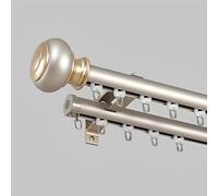 Generico Scorritenda in Alluminio Diametro 28.0mm Binario Doppio per Tende con Staffe E Testa Decorativa Bastone per Tende da Porta per Montaggio A Parete E Finestra(Champagne,110cm/3.6ft)