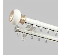 Generico Scorritenda in Alluminio Diametro 28.0mm Binario Doppio per Tende con Staffe E Testa Decorativa Bastone per Tende da Porta per Montaggio A Parete E Finestra(Bianco,130cm/4.26ft)