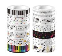 Generico Scrapbook Decorative Tape - 5.91 inch Music Pattern Sticker | Paper Craft Tape - 12-Piece 15mm X 5m Portable Adhesive WashíSet for Journaling Wrapping DIY Crafts at Home Office or School