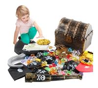 Generico Scrigno del Tesoro dei Pirati - 143 Pezzi, Scrigno del tesooro, teesoro dei Pirati in Bronzo, Kit Giocattolo | Hunt Game TreasuresBox Toys per Cosplay, a Tema, Articoli per Feste