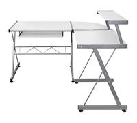 Generico Scrivania Computer Angolare Bianca 132x112x99 Legno Multistrato,Bianco,22kg,20587