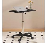 Genérico Scrivania con ruote ad altezza regolabile, tavolino da caffè con piano sollevabile, comodino mobile, scrivania per laptop con supporto per sedersi e stare in piedi, per casa(Black,85-107CM)