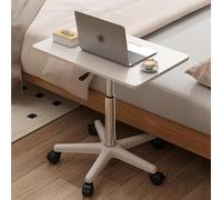 Genérico Scrivania con ruote ad altezza regolabile, tavolino da caffè con piano sollevabile, comodino mobile, scrivania per laptop con supporto per sedersi e stare in piedi, per casa(White,59-80CM)