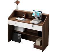 Generico Scrivania da Reception Moderna con cassetti con Serratura e armadietto Contenitore, scrivania da Reception con cassetti con Serratura e Ripiani Contenitore, Piccolo Tavolo da Ufficio/segreta