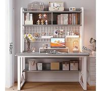 Generico Scrivania Moderna per Computer con ripiano Superiore e mensola espositiva, Elegante postazione di Lavoro per Ufficio Domestico, Tavolo da Studio per PC con Ripiani portaoggetti, Design Salva