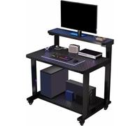 Generico Scrivania per Computer, Spazio di archiviazione a Tre Strati, Design del Desktop con Texture in Fibra di Carbonio, Adatta a Una varietà di scenari (Nero, 120 * 46 * 93 cm / 47,2 * 18,1 * 36,