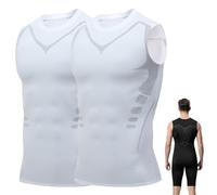 Generico Sculptix Ultimate Compression Tank, Sculptix Undershirt Tank Top Men Breathable, Build a Perfect Body (2-PCS White,4XL)