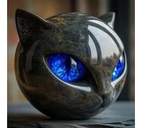 Generico Scultura Di Gatto Nero, Scultura Di Testa Di Gatto, Cristalli Intagliati A Mano Pietre Di Guarigione, Elegante Pezzo D'arte Per Decorazioni Domestiche