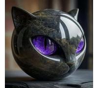 Generico Scultura Di Pietra Del Gatto Nero, Scultura Nera Della Testa Del Gatto, Carina Statua Del Gatto Che Guarisce Lo Stress Della Pietra, Per Casa, Ufficio (E)