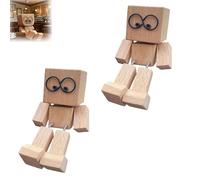 Generico Scutendo La Statuetta Dell'uomo in Legno, Piedi Fatti A Mano Che Scuotono L'ornamento Dell'auto in Legno, Ornamenti Per La Bobblehead HomeFunny, Decorazione Del Dashboard Dell'auto (2Pcs-B#)