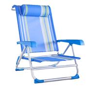 Generico Sdraio Spiaggina Summer Pieghevole in Alluminio - Schienale Regolabile 8 Posizioni - Tessuto Textilene Traspirante - Cuscino Poggiatesta - Leggera e Trasportabile - Max 90 kg