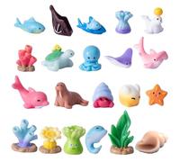 Generico Sea Animals Figures, 21X Sea Creature Figurines, 6.3x10.24 Inches Realistic & Colorful Sea Animal Figures, Realistic Resin Colorful Marine Life Figures Bulk for Bath Time Play