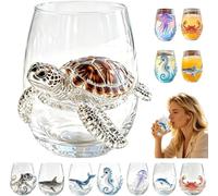Generico Sea creature drinking glass, hand-painted without stem,Artistic Octopus Drinking Glass, Ocean Fantasy Embossed Glass Collection, Coastal Home Decor Gift for Ocean Lovers