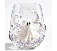 Generico Sea creature drinking glass, hand-painted without stem,Artistic Octopus Drinking Glass, Ocean Fantasy Embossed Glass Collection, Coastal Home Decor Gift for Ocean Lovers